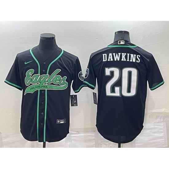 Men Philadelphia Eagles #20 Brian Dawkins Black Cool Base Stitched Baseball Jersey