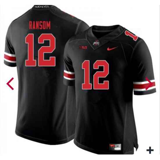 ??en Ohio State Buckeyes #12 Lathan Ransom Blackout COllege Football Jersey->ohio state buckeyes->NCAA Jersey