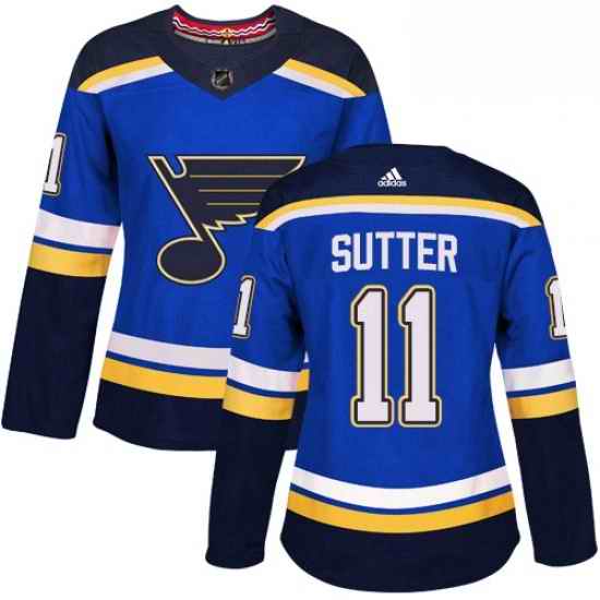 Womens Adidas St Louis Blues #11 Brian Sutter Authentic Royal Blue Home NHL Jersey