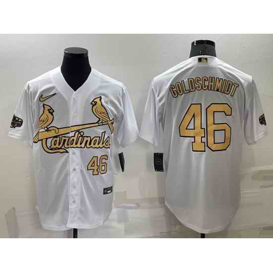 Men St  Louis St.Louis Cardinals #46 Paul Goldschmidt 2022 All Star White Cool Base Stitched Baseball Jersey