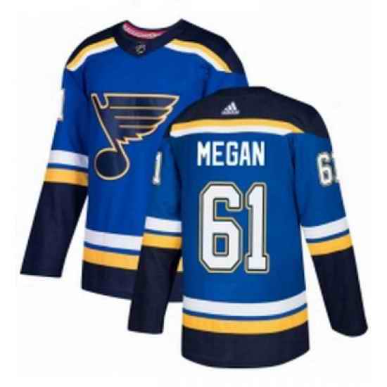 Mens Adidas St Louis Blues #61 Wade Megan Premier Royal Blue Home NHL Jersey