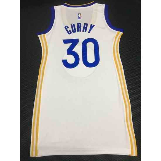 Women Golden Warriors #30 Stephen Curry Dress Stitched Jersey White II