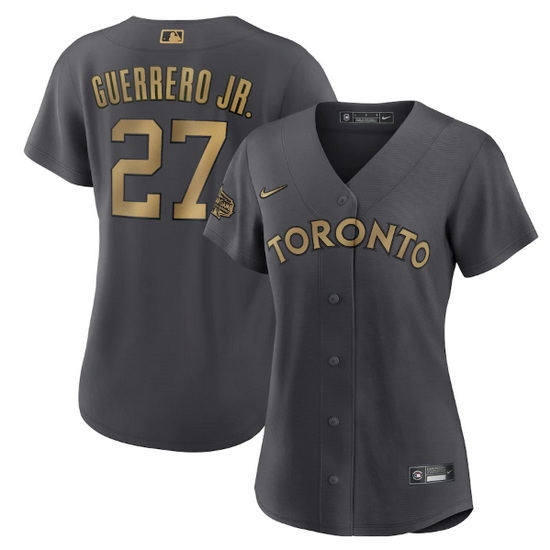 Women Toronto Blue Jays #27 Vladimir Guerrero Jr  2022 All Star Charcoal Stitched Baseball Jersey->2022 all star->MLB Jersey