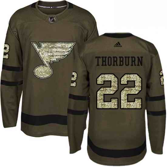 Mens Adidas St Louis Blues #22 Chris Thorburn Premier Green Salute to Service NHL Jersey