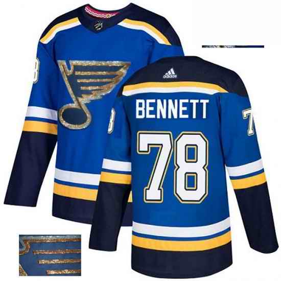 Mens Adidas St Louis Blues #78 Beau Bennett Authentic Royal Blue Fashion Gold NHL Jersey