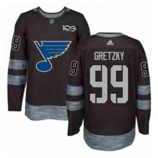 Mens Adidas St Louis Blues #99 Wayne Gretzky Authentic Black 1917 2017 100th Anniversary NHL Jersey