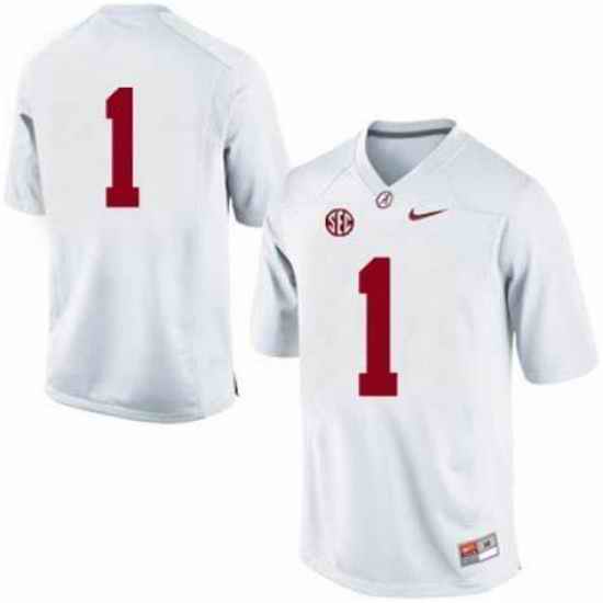 Men's Nike Alabama Crimson Tide NO. #1 Replica White NCAA Jersey