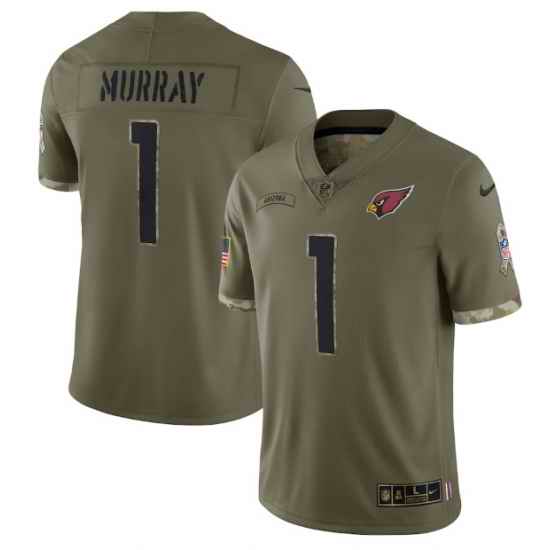 Men Arizona Cardinals #1 Kyler Murray Olive 2022 Salute To Service Limited Stitched Jersey