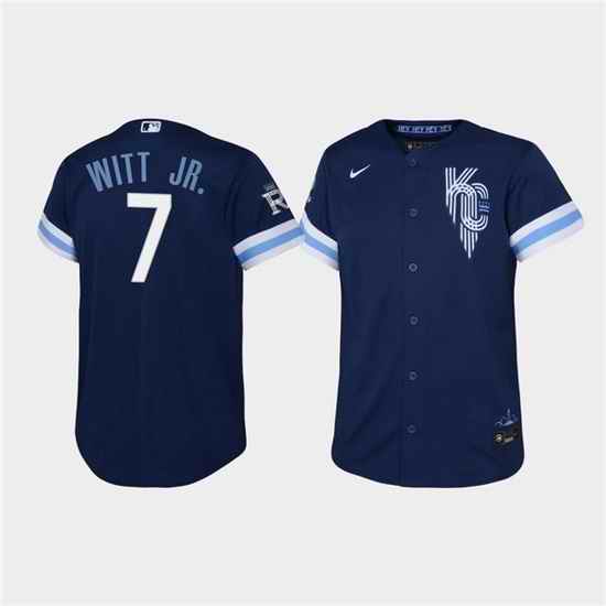 Youth Kansas City Royals #7 Bobby Witt Jr  2022 Navy City Connect Stitched Baseball Jersey->youth mlb jersey->Youth Jersey