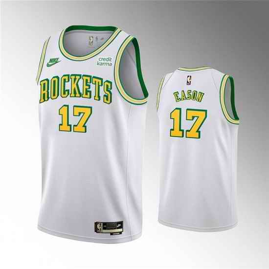 Men Houston Rockets #17 Tari Eason White Swingman Classic Edition Stitched Basketball Jersey