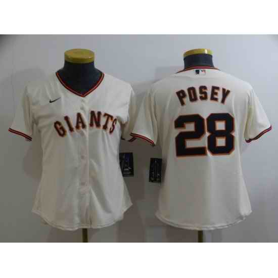 Women San Francisco Giants #28 Buster Posey Nike White 2021 City Connect Replica Player Jersey->women mlb jersey->Women Jersey