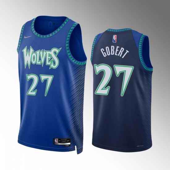 Men Minnesota Timberwolves 27 Rudy Gobert 2021 #22 Blue City Edition 75th Anniversary Swingman Stitched Jersey->minnesota timberwolves->NBA Jersey