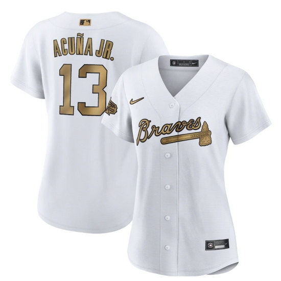 Women Atlanta Braves #13 Ronald Acuna Jr  2022 All Star White Stitched Baseball Jersey->2022 all star->MLB Jersey