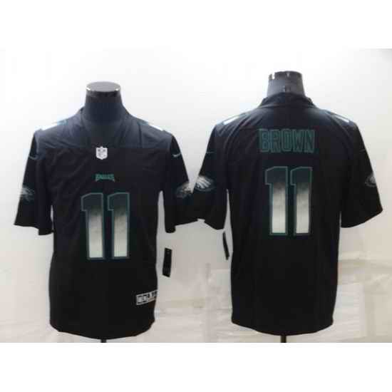 Men Philadelphia Eagles #11 A J Brown Black Smoke Fashion Limited Stitched Jerse