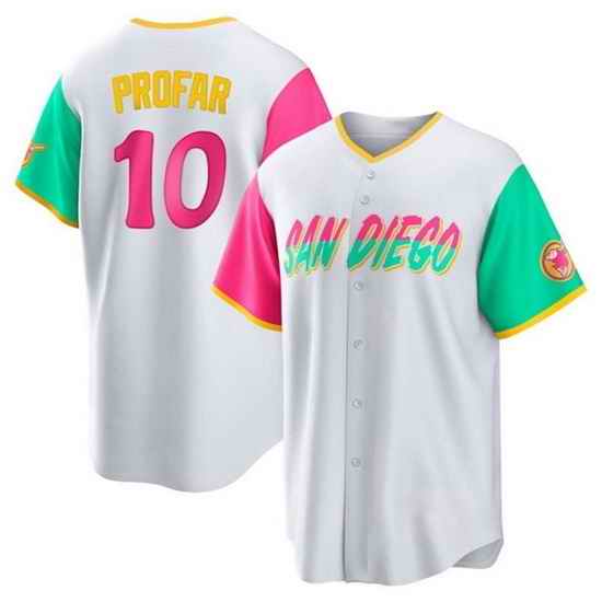 Men San Diego Padres #10 Jurickson Profar 2022 White City Connect Cool Base Stitched Jersey