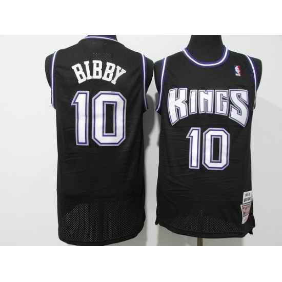 Men Sacramento Kings #10 Mike Bibby 2001 02 Black Throwback Stitched Jersey