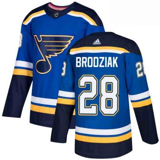Mens Adidas St Louis Blues #28 Kyle Brodziak Authentic Royal Blue Home NHL Jersey