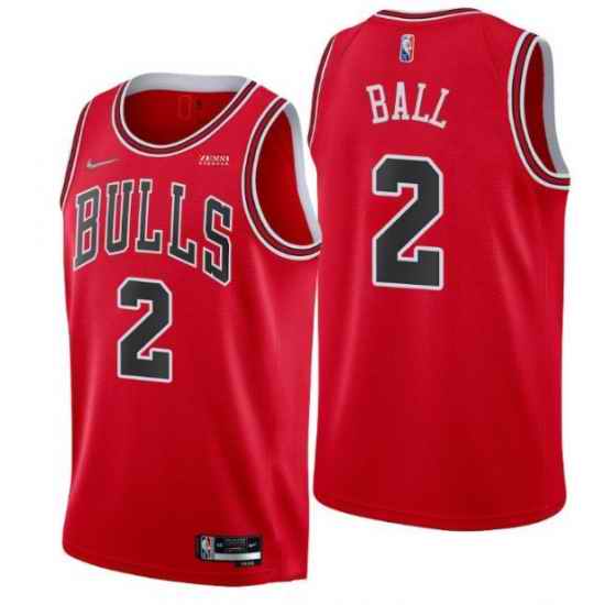 Men Chicago Bulls #2 Lonzo Ball 75th Anniversary Red Swingman Stitched Basketball Jersey