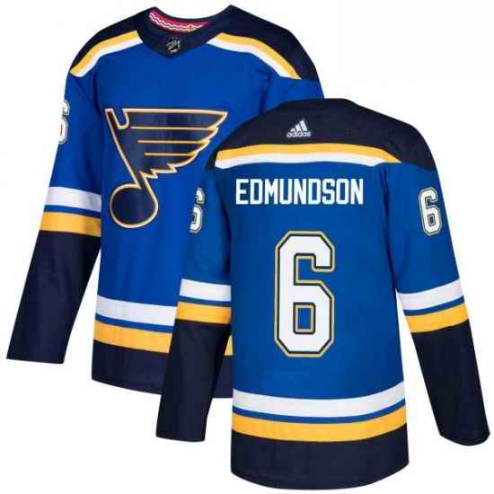 Mens Adidas St Louis Blues #6 Joel Edmundson Authentic Royal Blue Home NHL Jersey