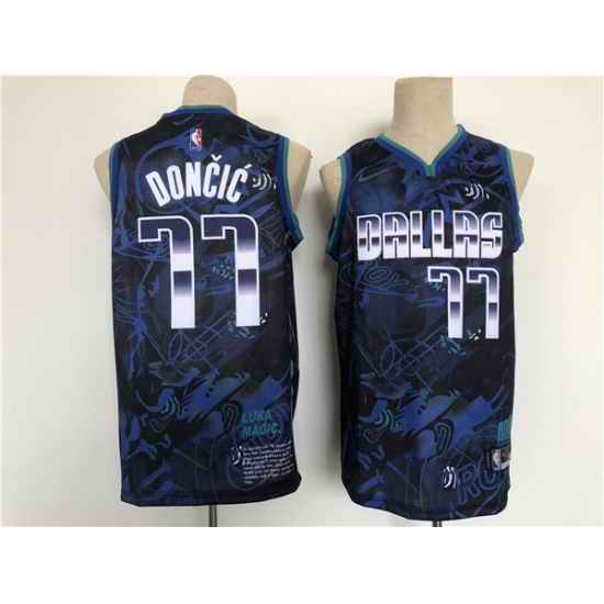 Men Dallas Mavericks #77 Luka Doncic Black Stitched Basketball Jersey