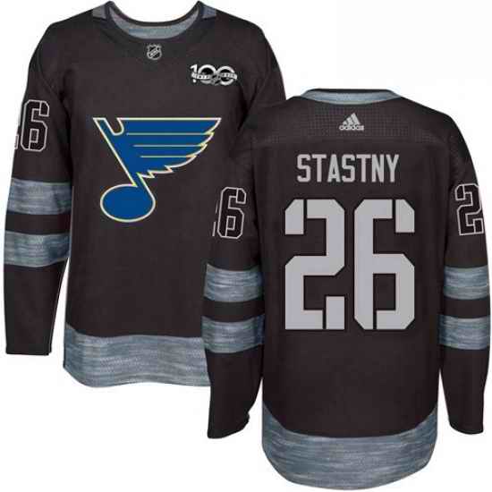 Mens Adidas St Louis Blues #26 Paul Stastny Authentic Black 1917 2017 100th Anniversary NHL Jersey