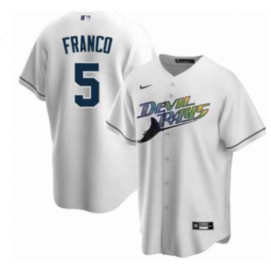 Men Tampa Bay Devil Rays #5 Wander Franco White Cool Base Stitched Jersey