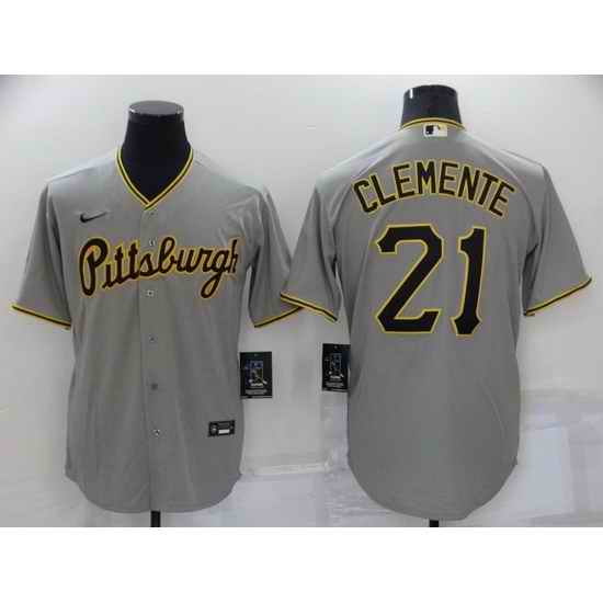 Men Pittsburgh Pirates #21 Roberto Clemente Grey Cool Base Stitched jersey