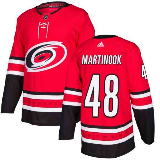 Mens Adidas Carolina Hurricanes #48 Jordan Martinook Authentic Red Drift Fashion NHL Jersey