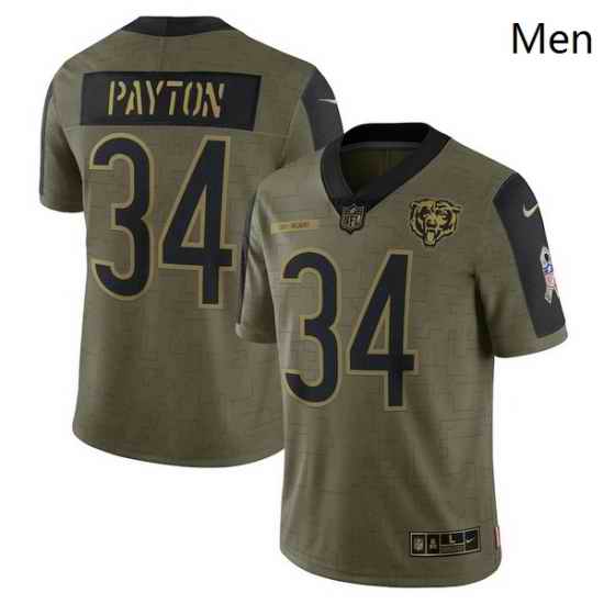 Men's Chicago Bears Walter Payton Nike Olive 2021 Salute To Service Retired Player Limited Jersey