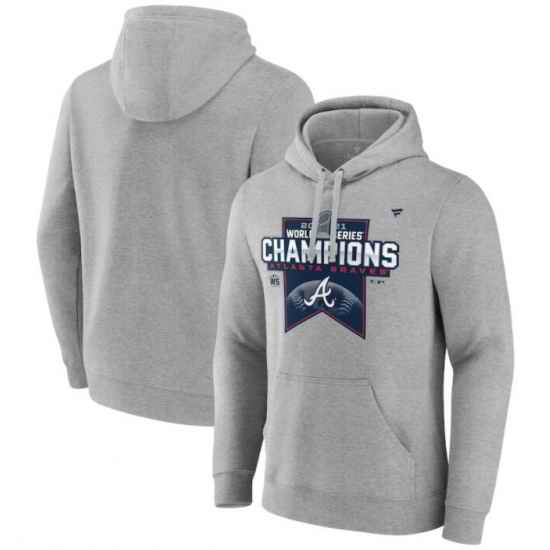 Atlanta Braves Fanatics Branded 2021 World Series Champions Locker Room Pullover Hoodie - Heathered Gray->2021 world series->MLB Jersey