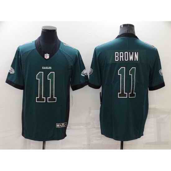 Men Philadelphia Eagles #11 A J Brown Green Fashion Color Rush Limited Stitched Jerse