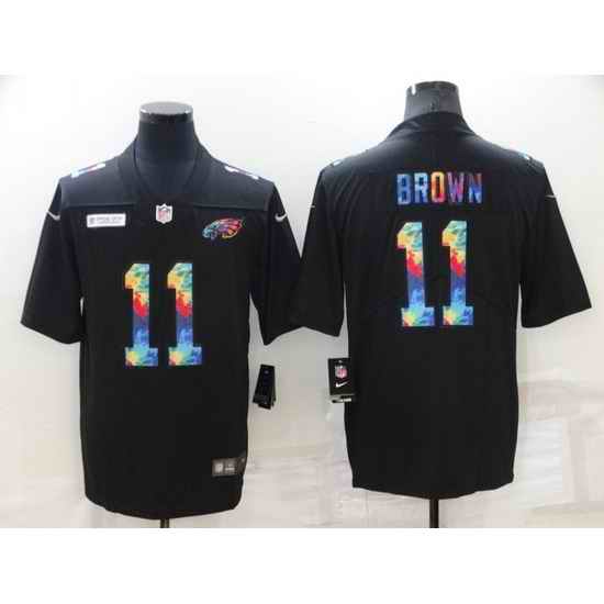 Men Philadelphia Eagles #11 A J Brown Black Crucial Catch Limited Stitched Jerse