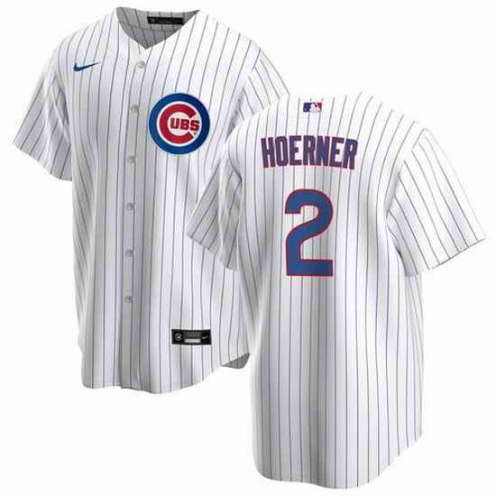 Men Chicago Cubs #2 Nico Hoerner White Cool Base Stitched Baseball jersey