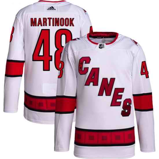 Men Carolina Hurricanes Jordan Martinook #48 White Adidas Reverse Retro Jersey