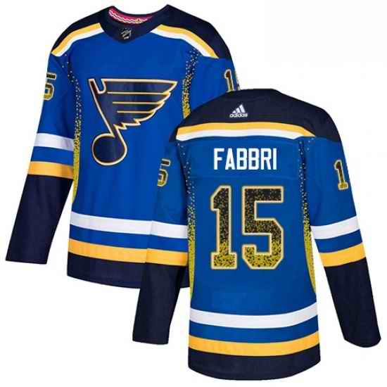 Mens Adidas St Louis Blues #15 Robby Fabbri Authentic Blue Drift Fashion NHL Jersey