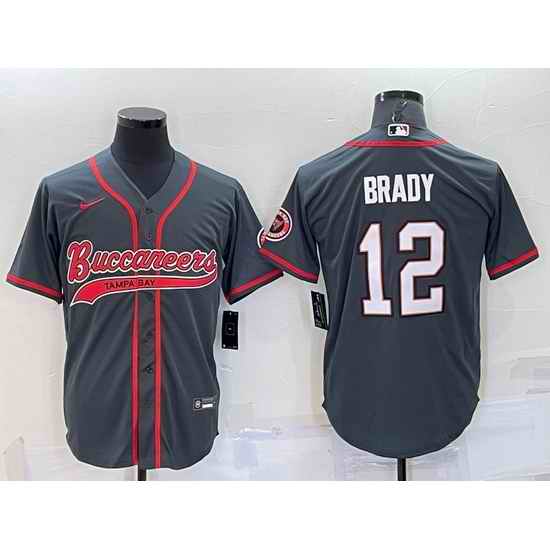 Men Tampa Bay Buccaneers #12 Tom Brady Grey Cool Base Stitched Baseball Jersey