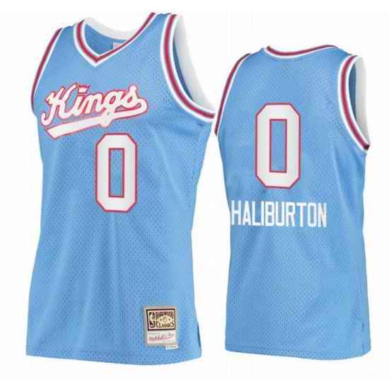 Men Sacramento Kings Tyrese Haliburton #0 blue Hardwood Classic Mitchell Ness NBA Jersey