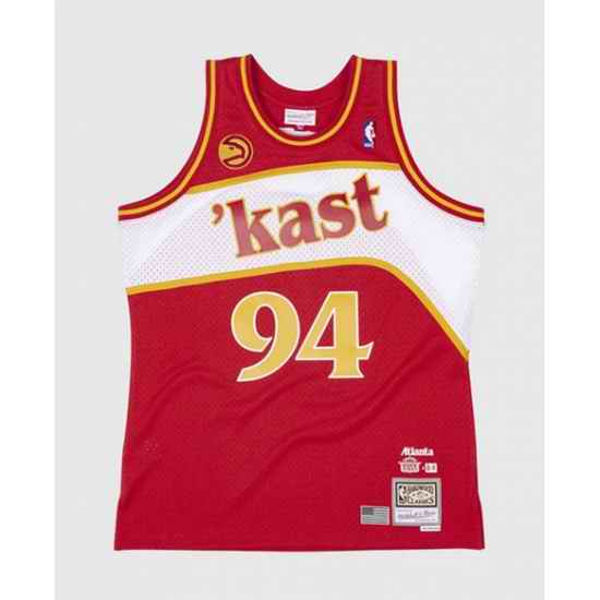 Men Atlanta Hawks #94 Dungeon Red Throwback Swingman Stitched Jersey