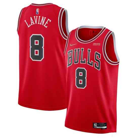 Men Chicago Bulls #8 Zach LaVine 75th Anniversary Red Swingman Stitched Basketball Jersey