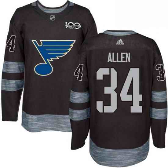 Mens Adidas St Louis Blues #34 Jake Allen Authentic Black 1917 2017 100th Anniversary NHL Jersey