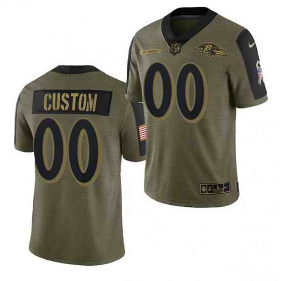 Men Women Youth Toddler  Baltimore Ravens ACTIVE PLAYER Custom 2021 Olive Salute To Service Limited Jersey