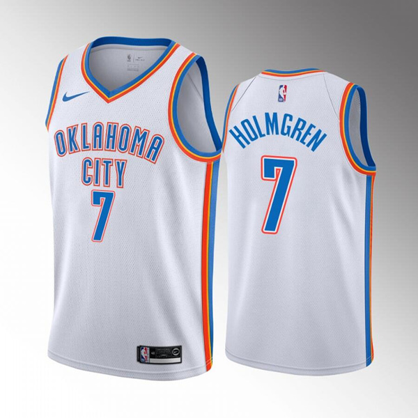 Men's Oklahoma City Thunder #7 Chet Holmgren 2022 Draft White Stitched NBA Jersey->oklahoma city thunder->NBA Jersey