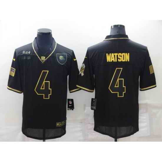 Men Cleveland Browns #4 Deshaun Watson Black Gold Salute To Service Limited Stitched jersey
