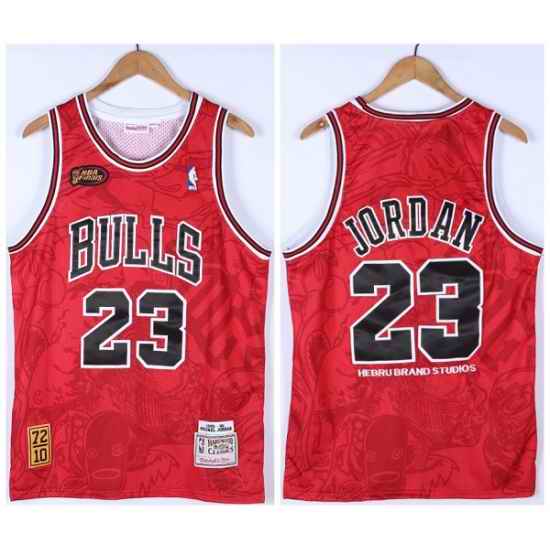 Men Chicago Bulls #23 Michael Jordan Red 1995 96 Throwback Stitched Jersey