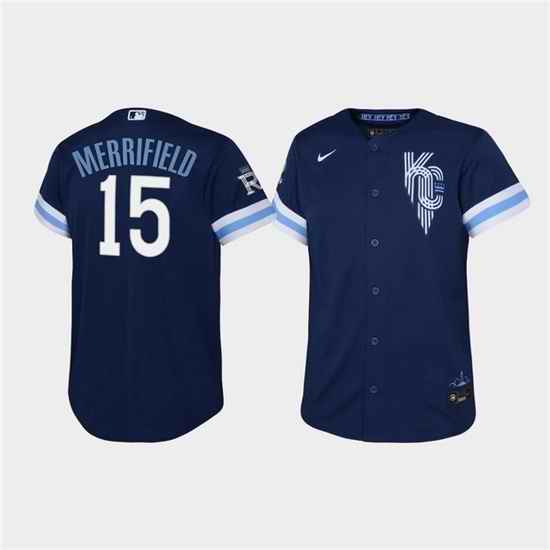 Youth Kansas City Royals #15 Whit Merrifield 2022 Navy City Connect Stitched Baseball Jersey->youth mlb jersey->Youth Jersey