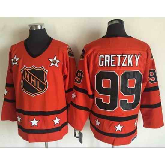 1972-81 NHL All-Star #99 Wayne Gretzky Orange CCM Throwback Stitched Vintage Hockey Jersey