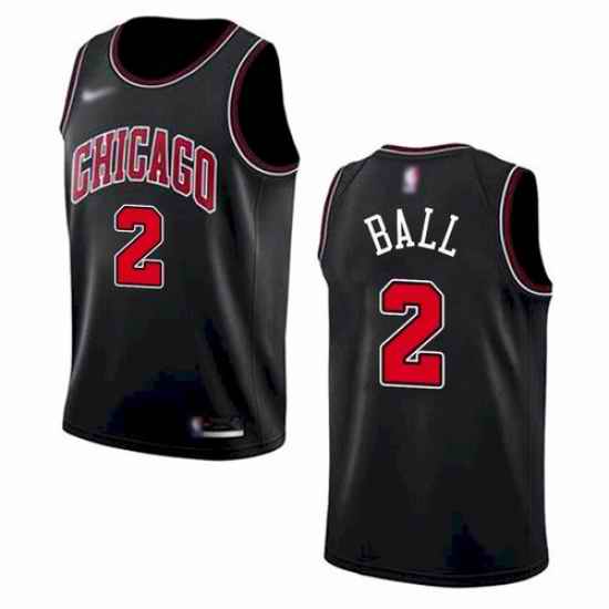 Men Chicago Bulls #2 Lonzo Ball Black 2021 Nike Swingman Stitched Jersey