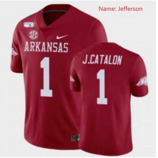 Arkansas Razorbacks #1 Jefferson red jersey