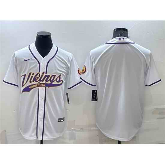 Men Minnesota Vikings Blank White With Patch Cool Base Stitched Baseb->minnesota vikings->NFL Jersey