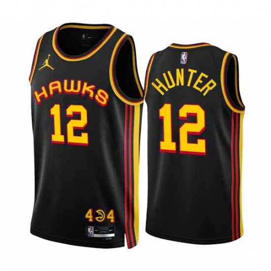 Men's Atlanta Hawks #12 De'Andre Hunter 2022-23 Black Statement Edition Stitched Jersey->atlanta hawks->NBA Jersey